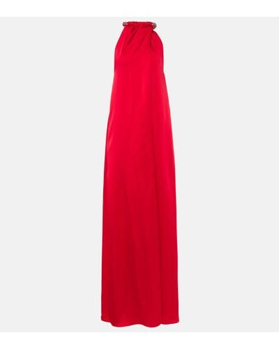 Stella McCartney Embellished Halterneck Satin Gown - Red
