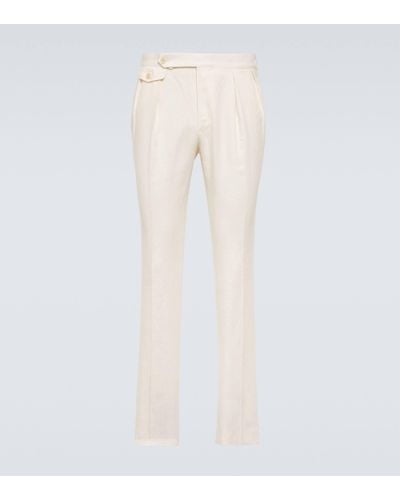 Polo Ralph Lauren Linen Straight Trousers - Natural