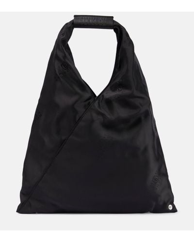 MM6 by Maison Martin Margiela Japanese Small Leather-trimmed Tote - Black