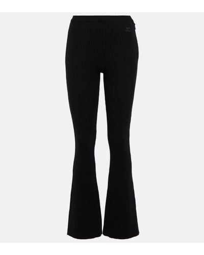 Courreges Ribbed-knit High-rise Flare Trousers - Black