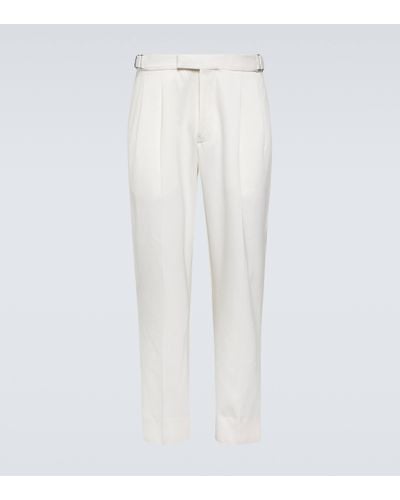 Zegna Pantalon droit en coton et laine - Blanc