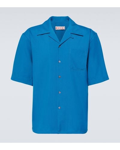 Marni Virgin Wool Bowling Shirt - Blue
