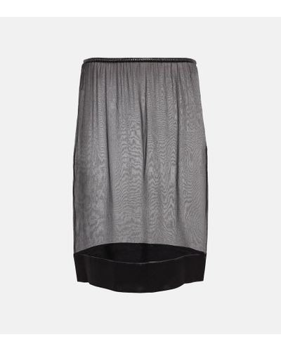Saint Laurent Minifalda de seda - Gris