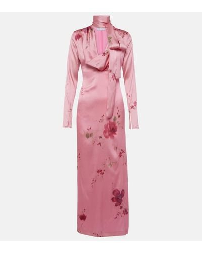 Blumarine Vestido largo de saten de mezcla de seda - Rosa