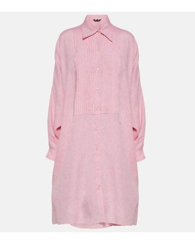 Loro Piana Midikleid aus Leinen - Pink