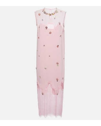 Costarellos Keeva Embellished Crepe And Lace Midi Dress - Pink