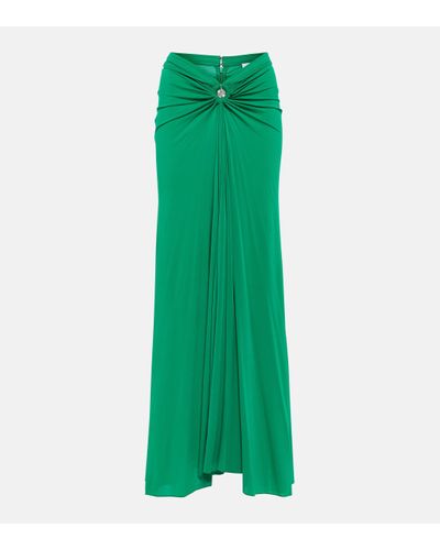 Rabanne Draped Jersey Maxi Skirt - Green