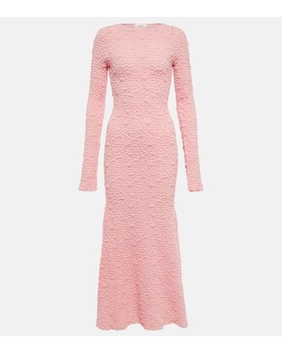 Sportmax Rea Smocked Cotton-blend Maxi Dress - Pink