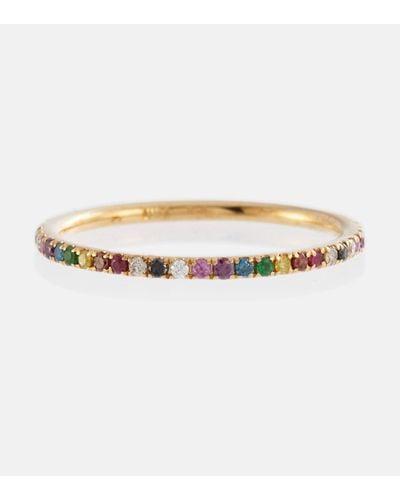 Ileana Makri Thread Band 18kt Gold Ring With Diamonds, Rubies And Sapphires - Natural