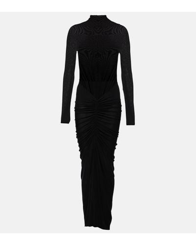 Alaïa Draped Jersey Maxi Dress - Black