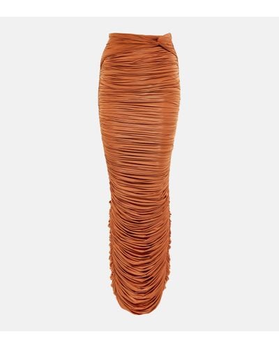 Alex Perry Hartley Ruched Maxi Skirt - Orange