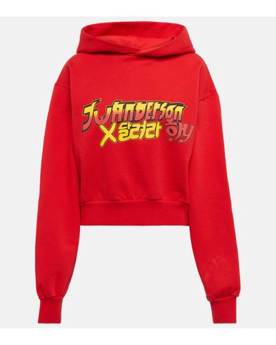 JW Anderson X Run Hany – Sweat-shirt a capuche imprime en coton - Rouge