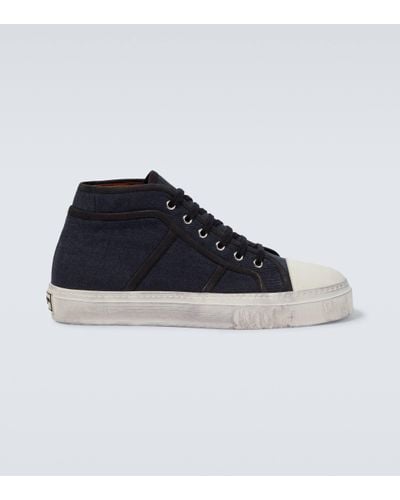 Dolce & Gabbana Denim Leather-trimmed Trainers - Blue