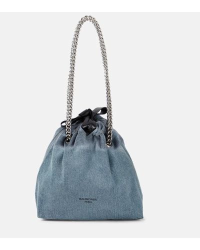 Balenciaga Tote Crush Small de denim - Azul