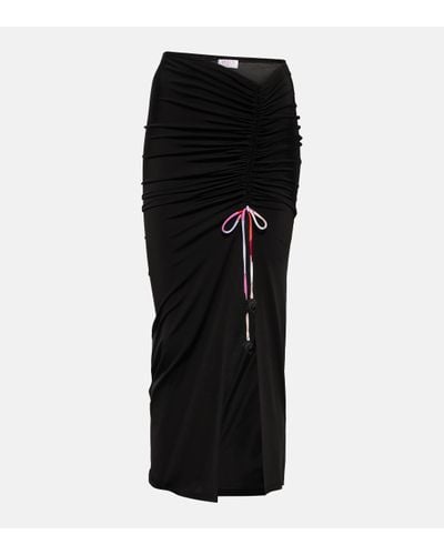 Emilio Pucci Gathered Jersey Midi Skirt - Black
