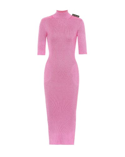 Balenciaga Ribbed-knit Midi Dress in ...