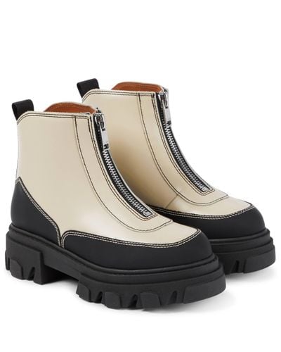 Ganni Leather Ankle Boots - Multicolour
