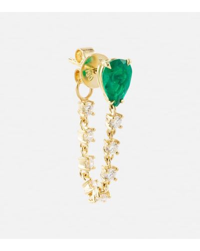 Anita Ko Einzelner Ohrring aus 18kt Gelbgold mit Diamanten und Smaragd - Mettallic