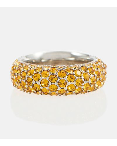 AMINA MUADDI Cameron Crystal-embellished Ring - Metallic
