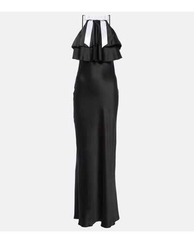 Rodarte Bow-detail Halterneck Silk Satin Gown - Black