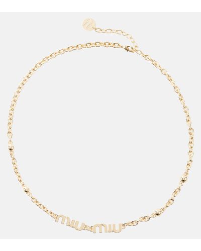 Miu Miu Logo Chain Necklace - Metallic