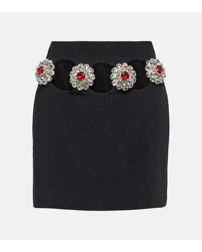 David Koma Crystal-embellished Cutout Miniskirt - Black