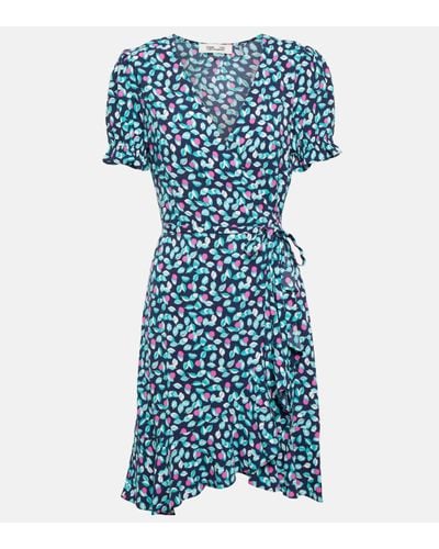 Diane von Furstenberg Printed Wrap Minidress - Blue