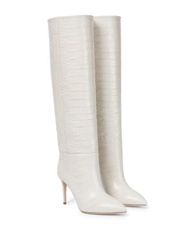 Paris Texas 105mm Embossed Leather Knee-high Boots - White