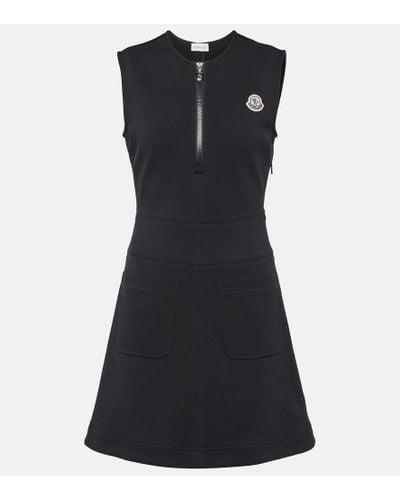 Moncler Half-zip Cotton-blend Minidress - Black