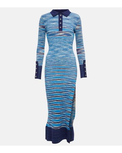 Jacquemus La Robe Zucca Striped Midi Dress - Blue