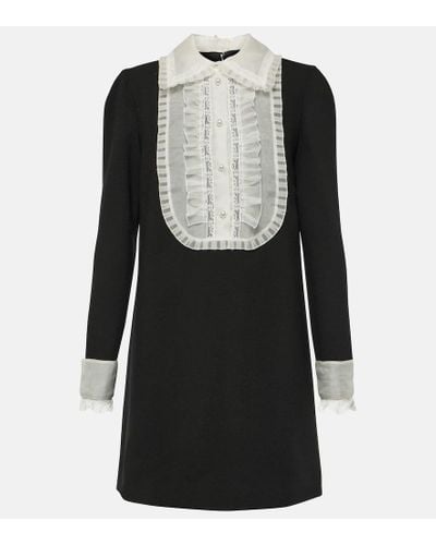 Dolce & Gabbana Vestido corto de crepe con organza - Negro