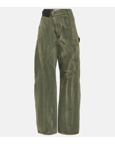JW Anderson Twisted High-rise Straight Jeans - Green
