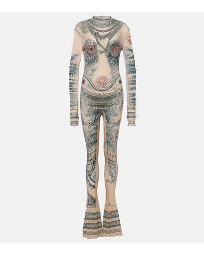 Jean Paul Gaultier Tattoo Collection Jumpsuit aus Mesh - Mehrfarbig