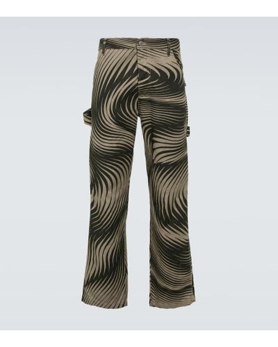 Dries Van Noten Cotton And Linen Wide-leg Pants - Green