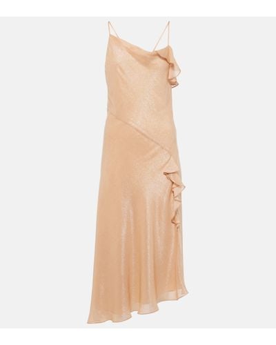 Victoria Beckham Bias Cami Lurex® Twill Slip Dress - Natural