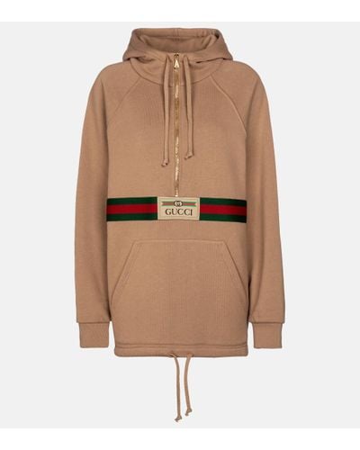 Gucci Sweatshirt With Web And Label - Natural