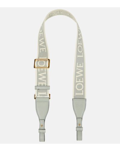 Loewe Tracolla Anagram in canvas con pelle - Bianco