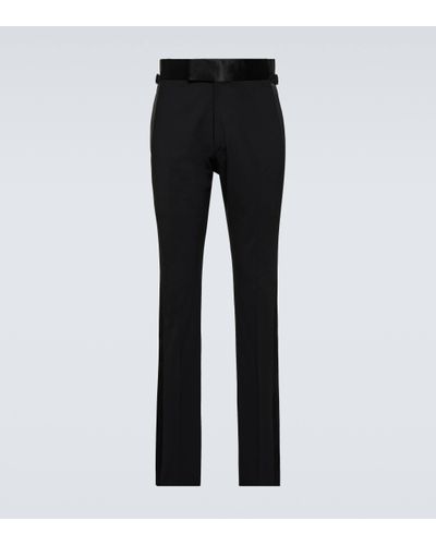 Tom Ford Shelton Mid-rise Wool-blend Slim Trousers - Black