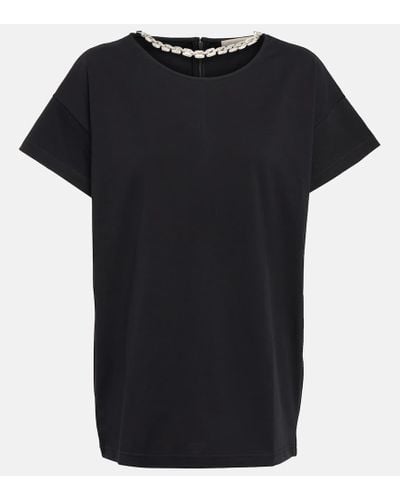Christopher Kane Camiseta de algodon adornada - Negro
