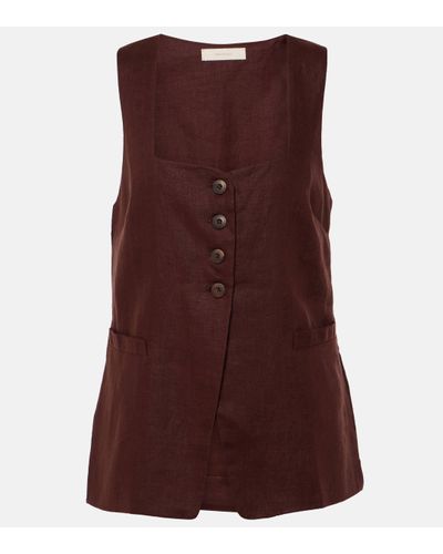 Faithfull The Brand Maya Linen Vest - Brown