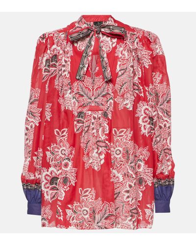 Etro Printed Cotton And Silk Blouse - Red