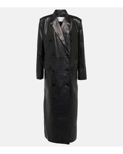 Magda Butrym Double-breasted Leather Coat - Black