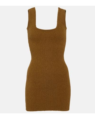 Wardrobe NYC Ribbed-knit Cotton-blend Minidress - Brown