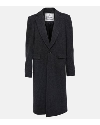 Vivienne Westwood Manteau raye en laine melangee - Noir