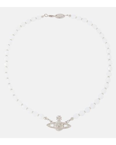 Vivienne Westwood Choker Messaline con cristalli - Bianco