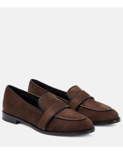 Aquazzura Martin Shearling-lined Suede Loafers - Brown