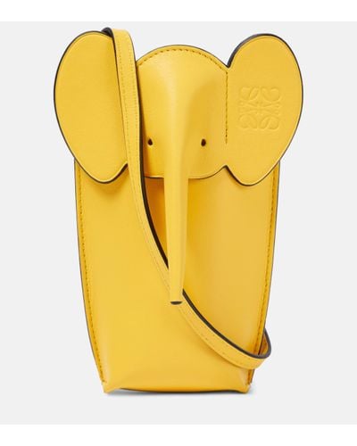 Loewe Elephant Pocket Leather Shoulder Bag - Yellow