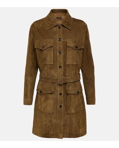Tom Ford Cappotto in suede - Verde