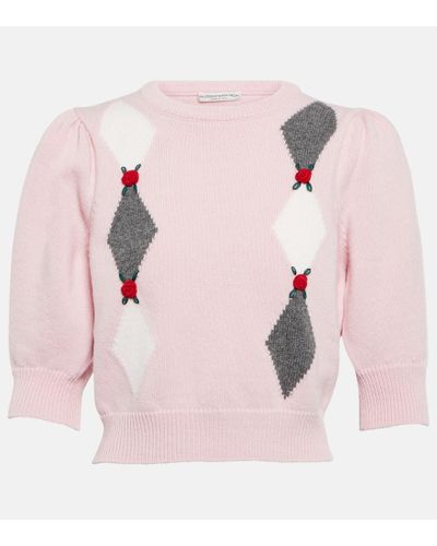 Alessandra Rich Cropped-Pullover aus Wolle - Pink