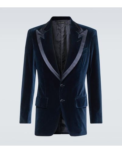 Tom Ford Blazer da smoking Atticus in velluto - Blu